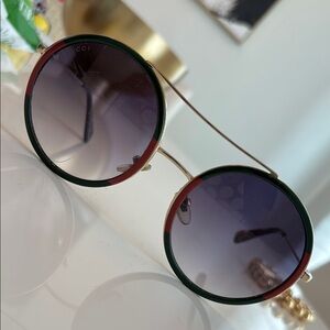 Gucci Green and Red Vintage-Inspired Sunglasses